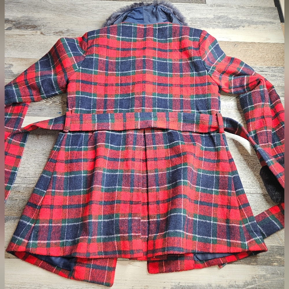 Janie And Jack X American Girl Long Plaid Coat Bradbury Red Size 10-12 - Picture 6 of 9